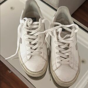 Veja White Sneakers with Suede Accents